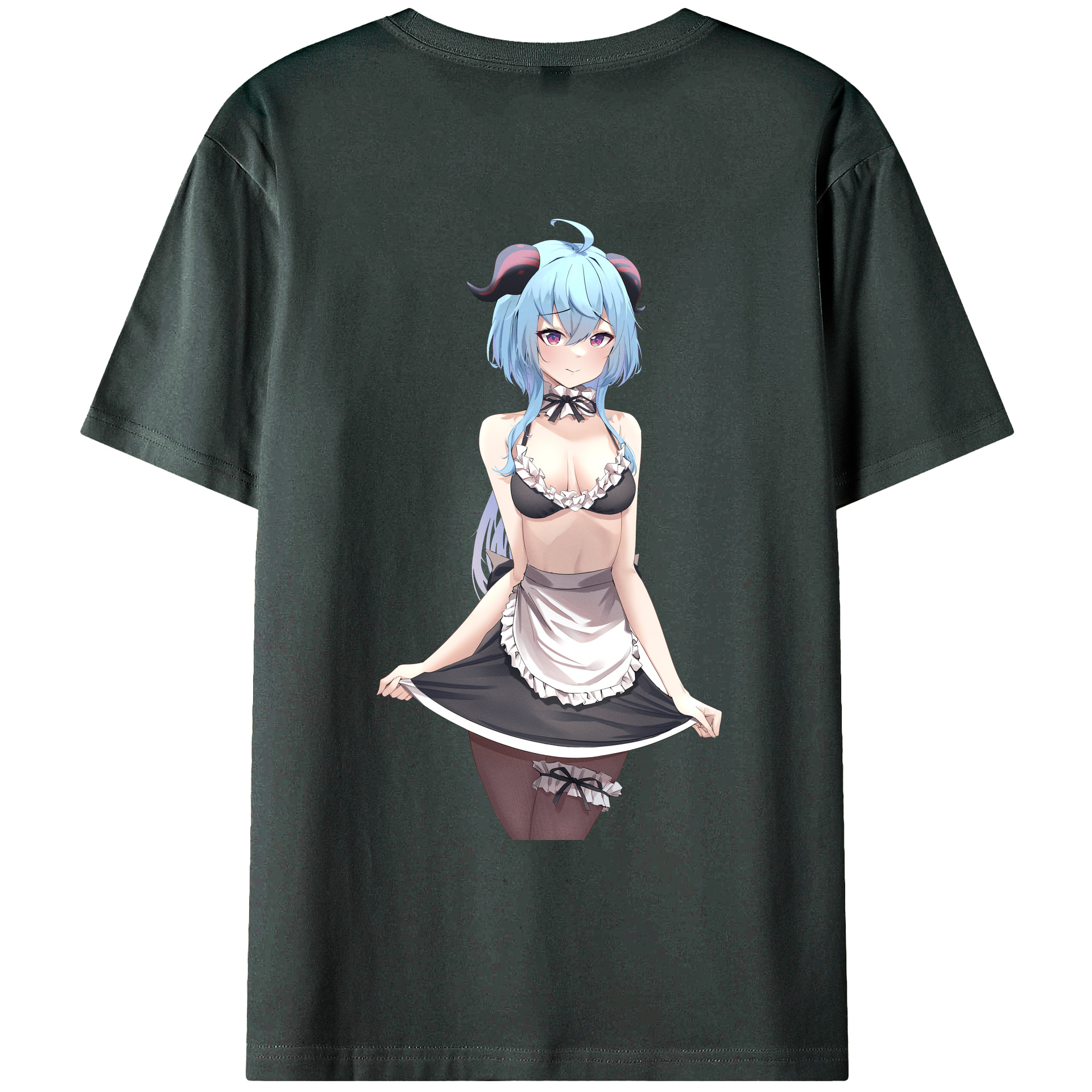 げんし神 甘雨 かんう genshin Ganyu 綿100％ メンズ半袖Tシャツ（バックプリント） 通気性